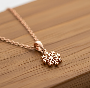 <b>Simple</b> 925 Sterling Silver <b>Necklace</b> Vermeil Snowflake Pendant Rose <b>Gold</b> Plated High Link Daily Wear Fine <b>Necklaces</b> Christian - Product Image 1
