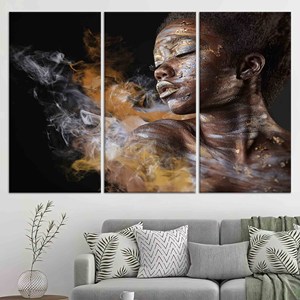 Toile imprimée : Affiche élégante de femme africaine, cadeau personnalisé parfait, lot de 3 toiles - Product Image 1