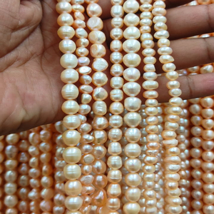 6-8mm 3A perles de riz naturel d'eau douce pour la fabrication de bijoux bracelet à bricoler soi-même, longueur 14 pouces perles brin - Product Image 3