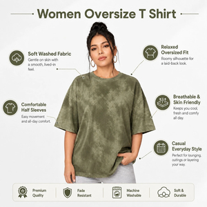 เสื้อยืดโอเวอร์ไซส์สำหรับผู้หญิง เนื้อผ้านุ่ม สวมใส่สบาย น้ำหนักเบา ระบายอากาศได้ดี และคุณภาพเชื่อถือได้ - Product Image 6