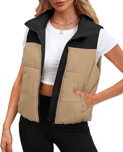 <b>Women's</b> Short Puffer <b>Vest</b> Stand Collar Eco-Friendly Casual Jacket Jogging Fashion White Duck Sports <b>Vest</b> - Product Image 1