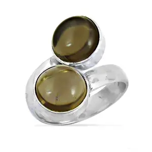 925 Silver Smoky Quartz <b>Statement</b> <b>Ring</b> for Women Handmade Boho Fine Jewelry with Rhodium Plating Topaz Gemstone <b>Ring</b> - Product Image 1