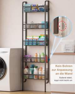 Estantería Metálica Moderna de 5 Niveles, Ajustable y Estrecha, Multifuncional, Tipo Escalera para Cocina, Baño y Almacenamiento en Espacios Pequeños - Product Image 3