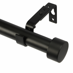 Ensemble de tringles à rideaux réglables et connectables KYOK, embouts ronds noir mat, tringle à rideaux multi-sections robuste avec accessoires complets - Product Image 2