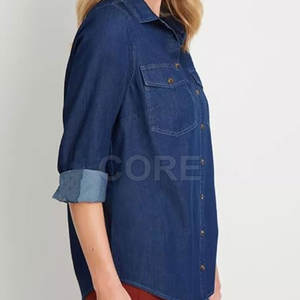 Vente en gros de chemises jeans pour femmes dernière conception de chemises jeans de haute qualité pour femmes - Product Image 5