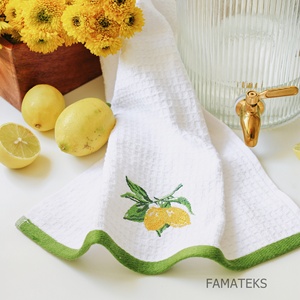 Prêt en stock bas quantité minimale de commande de haute qualité pas cher prix Waffle Terry Weave 100 coton broderie torchons de cuisine 2 pièces dans le jeu - Product Image 3
