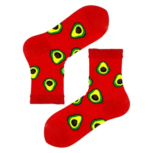 Red Avocado Patterned Kids' Dress <b>Socks</b> Breathable Knitted Sporty <b>Socks</b> for Winter and Summer High Ankle Coverage - Product Image 1