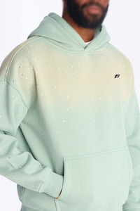 Sudadera con Capucha Azul Polvo de Alta Calidad con Logotipo Personalizado, Pedrería, Algodón Arrugado, Cortavientos Ecológico para Invierno - Product Image 3