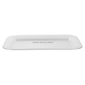 Plateau de service décoratif haut de gamme en blanc élégant de forme rectangulaire avec une finition lisse, idéal pour la décoration intérieure moderne et la salle à manger - Product Image 1