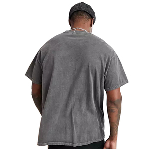 Vintage Wash Effect Hombres Drop Shoulder 100% Algodón Tallas grandes Ropa casual Camisetas para hombres - Product Image 3