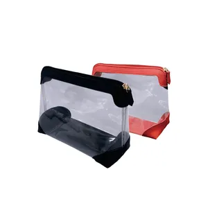 Warehouse Selling Travel Toiletry PVC With PU Water Proof Cosmetic Bag With OEM Logo Printing
