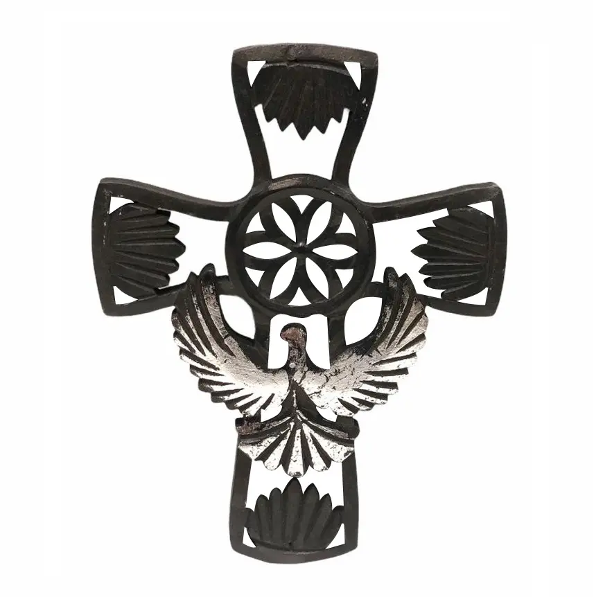 Gesù cristo benedetto croce intagliata in legno fatta a mano nera con lamina d'argento per la scuola materna della chiesa dell'ufficio domestico e molti altri