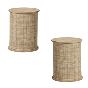 Mesita de noche mesa de centro de ratán con almacenamiento de madera maciza muebles de buena calidad moderno estilo simple directo de fábrica - Product Image 1