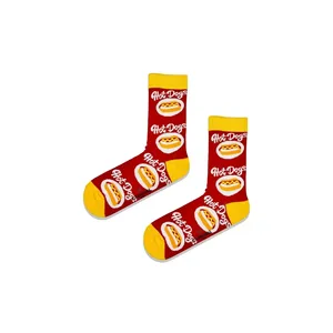 Colorful Organic Cotton <b>Socks</b> <b>Hot</b> Dog Cartoon Lightweight Breathable Warm Disposable for Daily Use School One Fits All Winter - Product Image 1