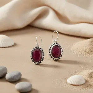 Boucles d'oreilles pendantes en argent 925 pour femmes avec rubis, certificat GIA, bijoux en pierres précieuses, or 14K 18K, options or blanc, rose et jaune incluses - Product Image 1