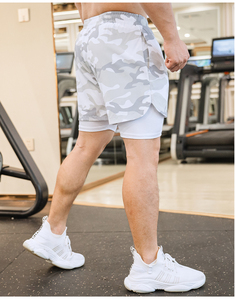 Mới Phòng Tập Thể Dục Thể Thao Chạy 2 Trong 1 Ngụy Trang Quần Short Với Bên Trong Nén Masculinos Tập Thể Dục Đấm Bốc Quần Short Pour Hommes - Product Image 4