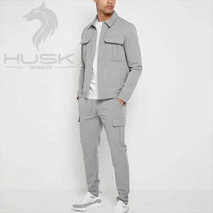 Custom Logo Streetwear <b>Cargo</b> <b>Jackets</b> Jogger Set Two Piece Set Slim-Fit Nylon Tracksuit for <b>Men</b> - Product Image 3