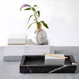 Luxe noir marbre salle de bain et vanité plateau multi-usages servant bijoux stockage parfum organisateur bas prix décor à la maison - Product Image 5