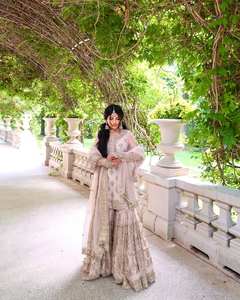 Conjunto de ropa de fiesta de diseñador Pur Heavy Faux Georgette Top Plazzo & Dupatta - Product Image 1