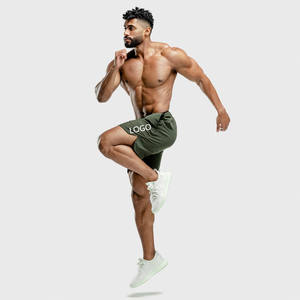 2 1 pantalones cortos de gimnasio para correr y entrenamiento activo para hombre, poliéster Spandex personalizado, transpirable, ligero, reflectante, dobladillo dividido, lona sólida - Product Image 2