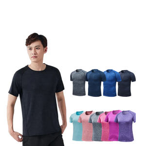 Venta al por mayor de ropa deportiva de talla grande de manga corta de secado rápido con logotipo personalizado para hombre, camiseta de gimnasio de Yoga de ajuste seco para mujer, camiseta para hombre - Product Image 1