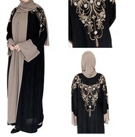Abaya sur mesure en gros pour femmes, style arabe, 2023, grande taille, robe longue islamique brodée, vêtements Aba, combinaison deux couleurs