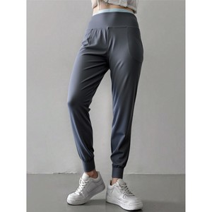Pantaloni da Jogger elasticizzati a vita alta da donna comodi ed eleganti pantaloni Hip Hop a gamba dritta con elastico in vita - Product Image 1