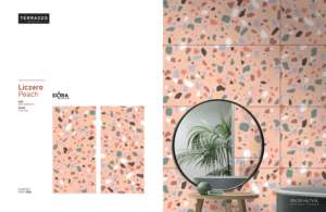 Carreaux en porcelaine émaillée de qualité supérieure LICZERO, aspect terrazzo pêche, finition sculptée - Product Image 2