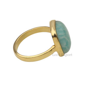 12mm Amazonite Gemstone Dainty Cushion Ring 18K Gold Rhodium & 925 Sterling Silver Bezel Elegant pour Trendy Parties - Product Image 4