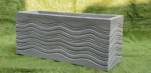 Square Classic Wave Design Handcrafted Hand Carved FRP Planter <b>Pot</b> Lightweight Unbreakable Floor Outdoor/Indoor Use - Product Image 2