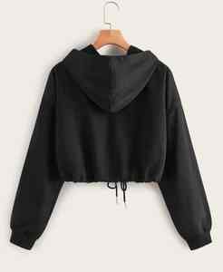 Sudadera con capucha recortada ligera para mujer, jersey de manga larga, ajuste informal, tela suave, Ideal para entrenamiento, viajes, compras y uso doméstico - Product Image 3