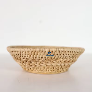 Vietnam vende al por mayor bandejas redondas de ratán hechas a mano de alta calidad bandeja de servicio de cerámica para decoración del hogar y regalos de comida - Product Image 2