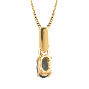 Colgante ovalado de Topacio Azul de Londres, ajuste de punta de plata 925, joyería fina hecha a mano minimalista de Ishime Jewels para mujer - Product Image 3