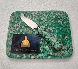 Tabla de Quesos de Calidad Premium con Juego de Cuchillos para Mantequilla, Diseño de Resina y Piedra Incrustada, Tabla para Cortar Charcutería, Vajilla, Tabla para Servir - Product Image 1