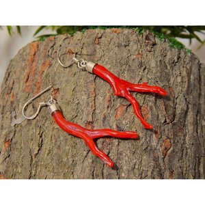 Pendientes Elegantes de Plata de Ley 925 Estilo Italiano con Cristal y Piedra Preciosa de Coral en Bruto, Regalo Perfecto para Niñas y Mujeres, Código E0620-GS - Product Image 1