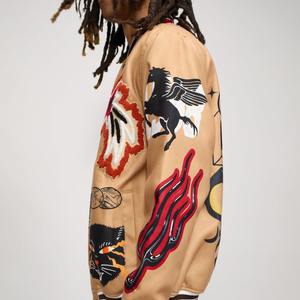 Blouson universitaire en cuir unisexe à logo personnalisé noir jaune Accents coton pour les joueurs de baseball Letterman fabricant approvisionnement en vrac - Product Image 3