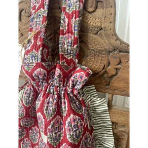 Nivi Strawberry Quilted Block Print Tote Women's <b>Large</b> Capacity Handbag with <b>Drawstring</b> Closure Daily Use Nylon <b>Bag</b> for Summer - Product Image 1