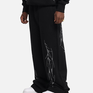 Pantalones Deportivos de Lona con Pedrería para Hombre, Cintura Elástica, Corte Medio, Bajo MOQ, Precio Bajo, Alta Calidad, Servicio OEM, Logotipo Personalizado - Product Image 3