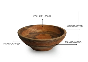 Ensaladera para servir en espiral con servidores de ensalada, cuenco redondo de madera de mango para Pasta, frutas, ensaladas o palomitas de maíz - Product Image 6