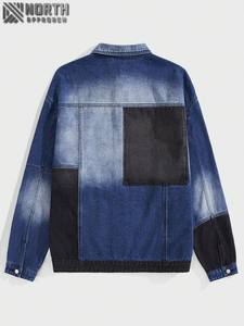 Chaqueta vaquera para hombre de talla personalizada 2025, chaqueta vaquera de corte regular de algodón 100%, ropa de invierno con logotipo frontal, color personalizado, venta al por mayor - Product Image 2