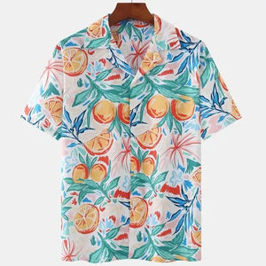 100% algodón, camiseta para hombre, ajuste holgado, conjuntos de camisa hawaiana estampada Casual para hombre, camisa hawaiana de verano estampada de manga corta para hombre - Product Image 5