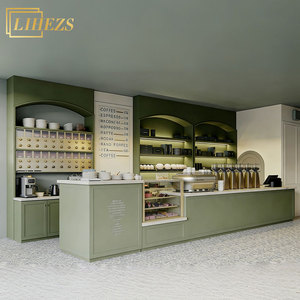Comptoir <span class=keywords><strong>de</strong></span> bar vert à lattes pour café, mobilier d'intérieur, bureau <span class=keywords><strong>de</strong></span> réception <span class=keywords><strong>de</strong></span> luxe côtelé pour boutique - Product Image 1