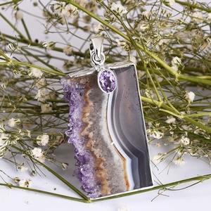 Natural Gemstone <b>Amethyst</b> Stone <b>Pendant</b> Yellow Gold 925 Sterling Silver <b>Pendant</b> Handmade Jewelry Gift For Her Wholesale Jewelry - Product Image 3