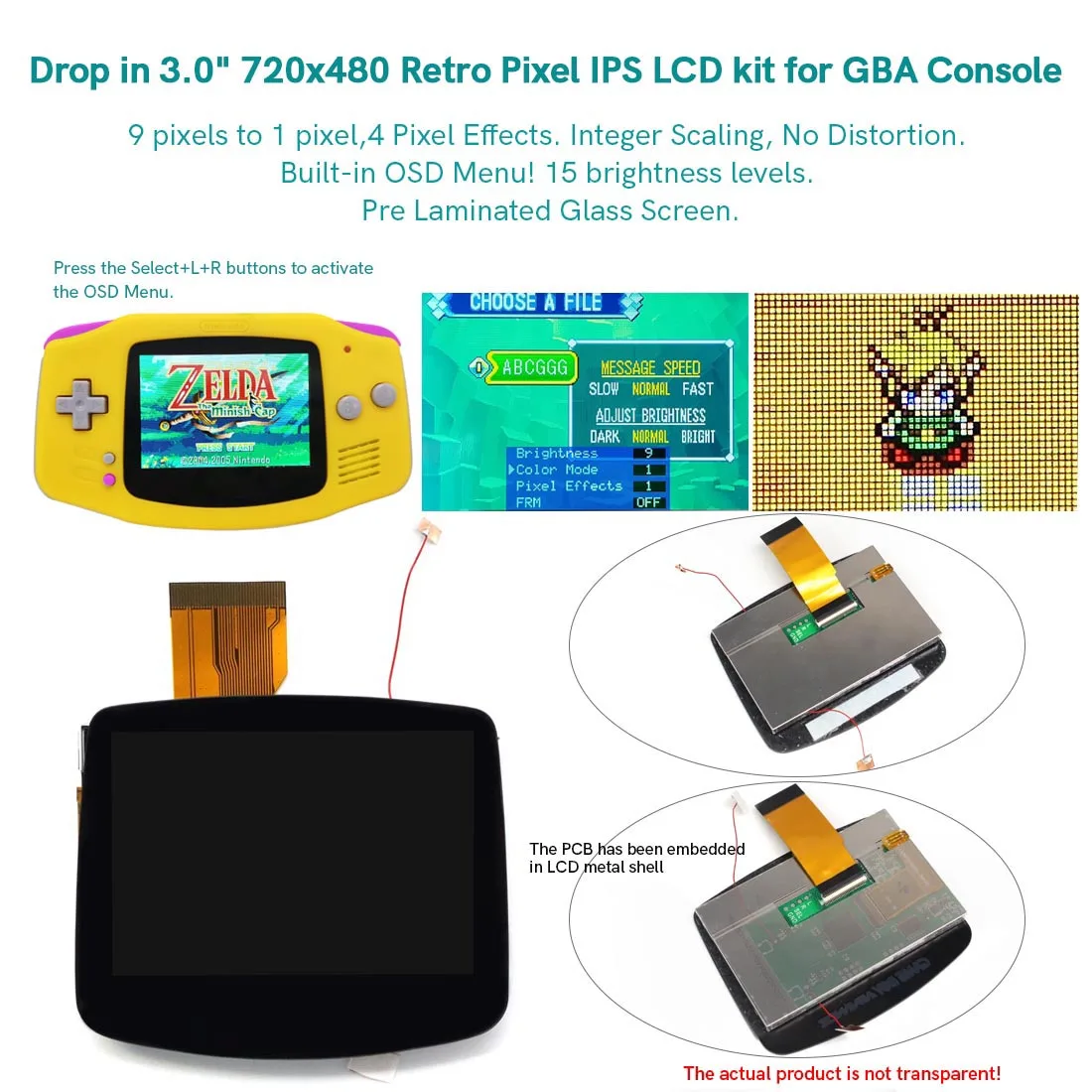 6-Color Glass Lens Screen Protector Set For GBA IPS LCD V2 Game Boy Advance Console