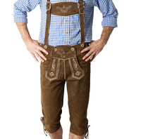 Celana Lederhosen Kulit Suede Ringan Pria, Antiangin, Bernapas, Ukuran Besar, Logo Cetak, Pinggang