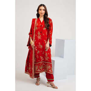 ชุดสูทผ้าไหมดิบปักลาย 3 ชิ้นสำหรับผู้หญิง พร้อมลูกไม้และผ้าคลุมไหล่ รุ่น SP-52062 - Product Image 3