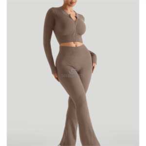 Ensemble de vêtements de sport de haute qualité à fermeture à glissière complète écologique pour femmes ensemble de yoga au design classique pour femmes avec service OEM - Product Image 1