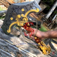 Hache Viking en Acier Carbone Faite à la Main par Steel Craft International - Hache à Double Lame Personnalisée pour l'Extérieur, en Bois Industriel, Type Tomahawk