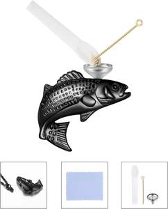 Collar de cremación de urna de pez negro para urna de cenizas para cenizas humanas en memoria amorosa de papá medallón de pesca soporte para cenizas tamaño personalizado - Product Image 4
