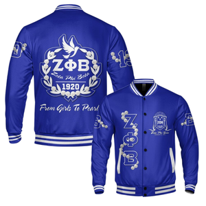 Zeta Phi Beta 1920 Varsity Jacket Azul Blanco Hermandad Letterman ZPB Greek Life Chenille Patch Founders Edition Wear - Product Image 6